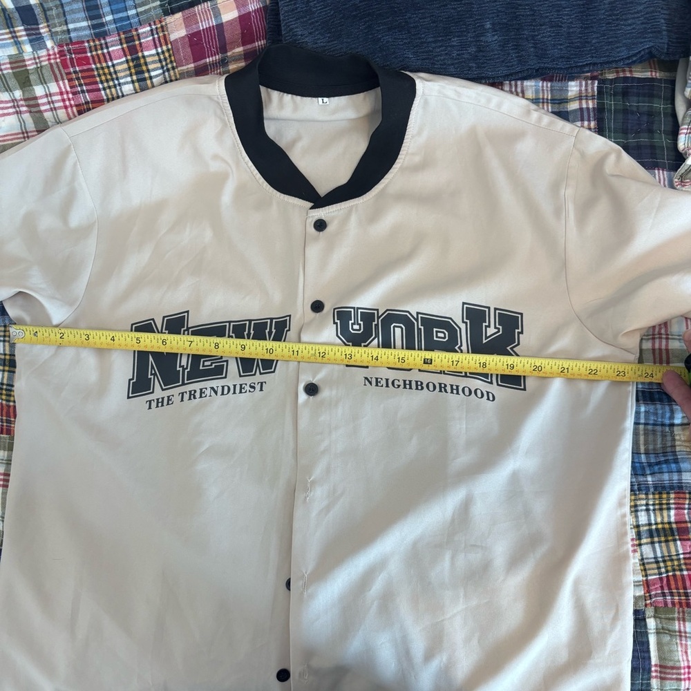 SHEIN Men’s button down casual flat collar cream shirt size L - Picture 5 of 5